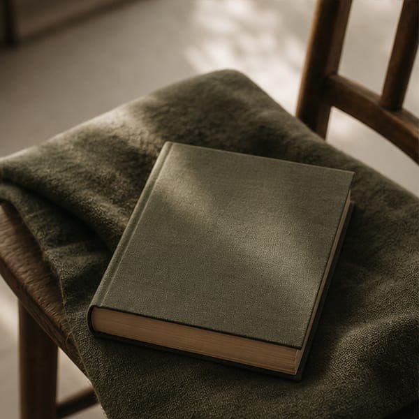 A book resting on a chair